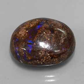 27.22캐럿 천연 멀티컬러 볼더 오팔, 타원형 컷, 20.9×18 mm, 불투명체
