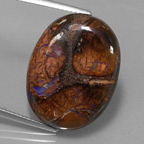 20.19캐럿 천연 멀티컬러 볼더 오팔, 타원형 컷, 22.8×17.5 mm, 불투명체