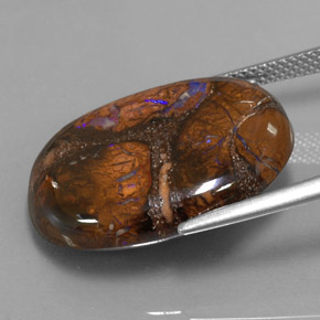 20.19캐럿 천연 멀티컬러 볼더 오팔, 타원형 컷, 22.8×17.5 mm, 불투명체