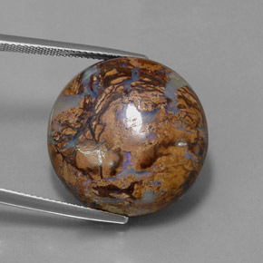 34.18캐럿 천연 멀티컬러 볼더 오팔, 라운드 컷, 21.89 mm, 불투명체