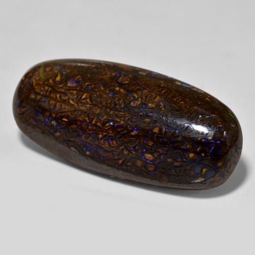 21.04캐럿 천연 멀티컬러 볼더 오팔, 타원형 컷, 27.9×12.8 mm, 불투명체