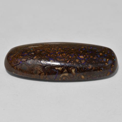 21.04캐럿 천연 멀티컬러 볼더 오팔, 타원형 컷, 27.9×12.8 mm, 불투명체