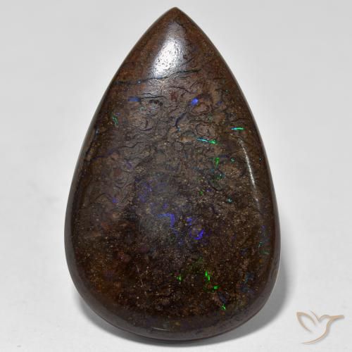 21.46ct 자연스러운 다색 볼더 오팔, 배 모양, 불투명체