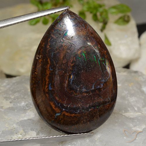 31.20ct 자연스러운 다색 볼더 오팔, 배 모양, 불투명체