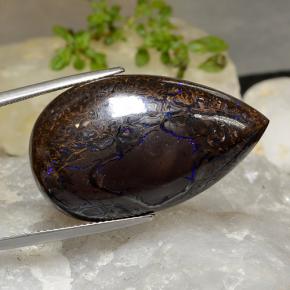 45.15캐럿 천연 멀티컬러 볼더 오팔, 배 모양, 33.4×19.8 mm, 불투명체