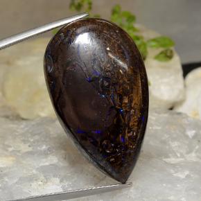 45.15캐럿 천연 멀티컬러 볼더 오팔, 배 모양, 33.4×19.8 mm, 불투명체