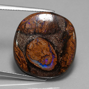 20.58캐럿 천연 멀티컬러 볼더 오팔, 쿠션 컷, 22.5×21.3 mm, 불투명체