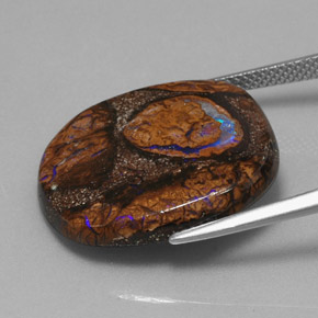 20.58캐럿 천연 멀티컬러 볼더 오팔, 쿠션 컷, 22.5×21.3 mm, 불투명체
