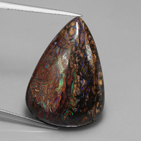21.74캐럿 천연 멀티컬러 볼더 오팔, 배 모양, 27.4×19.5 mm, 불투명체