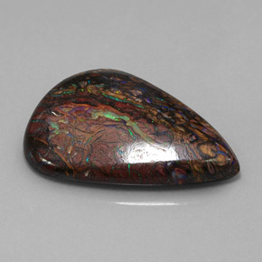 21.74캐럿 천연 멀티컬러 볼더 오팔, 배 모양, 27.4×19.5 mm, 불투명체
