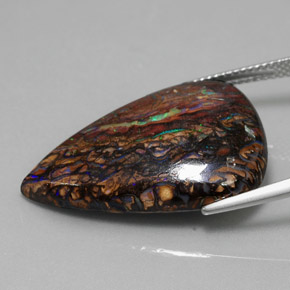 21.74캐럿 천연 멀티컬러 볼더 오팔, 배 모양, 27.4×19.5 mm, 불투명체
