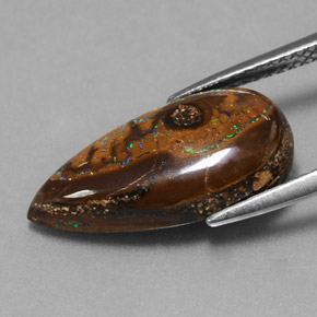 6.34캐럿 천연 다색 볼더 오팔, 배 모양, 불투명체