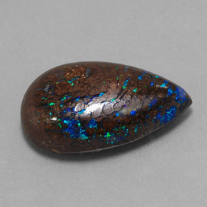 6.27캐럿 천연 멀티컬러 볼더 오팔, 배 모양, 15.9×10.1 mm, 불투명체