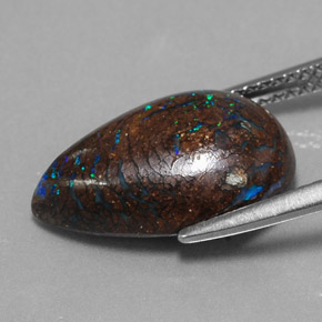 6.27캐럿 천연 멀티컬러 볼더 오팔, 배 모양, 15.9×10.1 mm, 불투명체