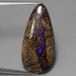 12.04캐럿 천연 멀티컬러 볼더 오팔, 배 모양, 27.4×13.5 mm, 불투명체