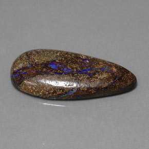 12.04캐럿 천연 멀티컬러 볼더 오팔, 배 모양, 27.4×13.5 mm, 불투명체