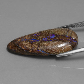 12.04캐럿 천연 멀티컬러 볼더 오팔, 배 모양, 27.4×13.5 mm, 불투명체