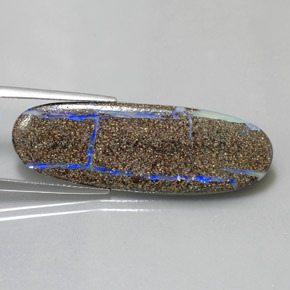 13.97캐럿 천연 멀티컬러 볼더 오팔, 타원형 컷, 40.1×13 mm, 불투명체