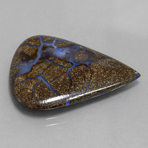 12.40캐럿 천연 멀티컬러 볼더 오팔, 배 모양, 26.5×20.4 mm, 불투명체