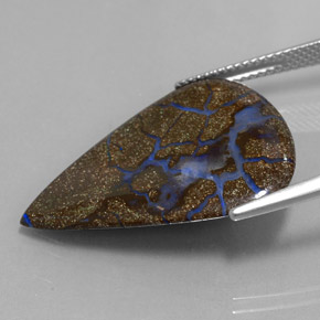 12.40캐럿 천연 멀티컬러 볼더 오팔, 배 모양, 26.5×20.4 mm, 불투명체