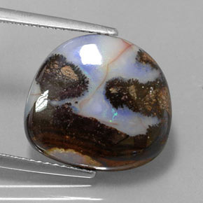 8.26캐럿 천연 멀티컬러 볼더 오팔, 멋진 모양, 15.6×14.4 mm, 불투명체