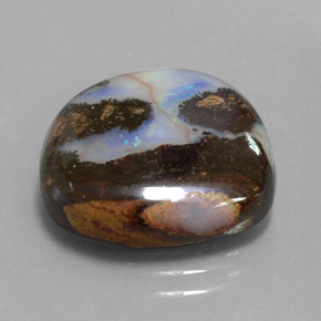 8.26캐럿 천연 멀티컬러 볼더 오팔, 멋진 모양, 15.6×14.4 mm, 불투명체