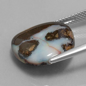 8.26캐럿 천연 멀티컬러 볼더 오팔, 멋진 모양, 15.6×14.4 mm, 불투명체