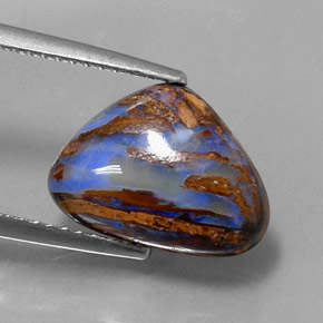3.78캐럿 천연 멀티컬러 볼더 오팔, 배 모양, 13.3×9.7 mm, 불투명체