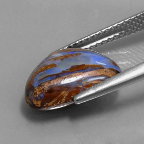 3.78캐럿 천연 멀티컬러 볼더 오팔, 배 모양, 13.3×9.7 mm, 불투명체