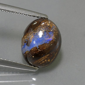 2.36캐럿 천연 멀티컬러 볼더 오팔, 타원형 컷, 10.2×8.2 mm, 불투명체