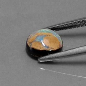 1.54캐럿 천연 다색 볼더 오팔, 라운드 컷, 불투명체