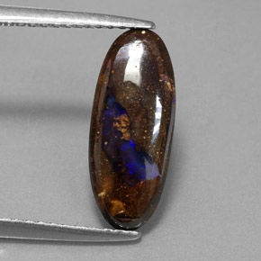 2.81캐럿 천연 멀티컬러 볼더 오팔, 타원형 컷, 14.6×6 mm, 불투명체