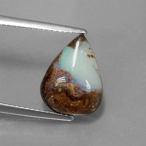 3.00캐럿 천연 멀티컬러 볼더 오팔, 배 모양, 13.8×10.3 mm, 불투명체