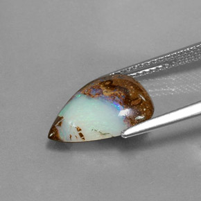 3.00캐럿 천연 멀티컬러 볼더 오팔, 배 모양, 13.8×10.3 mm, 불투명체