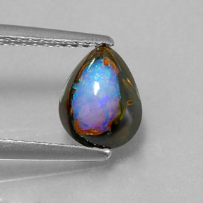 1.43캐럿 천연 멀티컬러 볼더 오팔, 배 모양, 8.1×6.3 mm, 불투명체