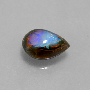 1.43캐럿 천연 멀티컬러 볼더 오팔, 배 모양, 8.1×6.3 mm, 불투명체