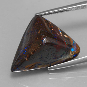 17.35캐럿 천연 멀티컬러 볼더 오팔, 멋진 모양, 20×15.4 mm, 불투명체