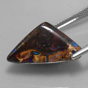 17.35캐럿 천연 멀티컬러 볼더 오팔, 멋진 모양, 20×15.4 mm, 불투명체