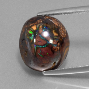 9.42캐럿 천연 멀티컬러 볼더 오팔, 멋진 모양, 13.2×11.9 mm, 불투명체