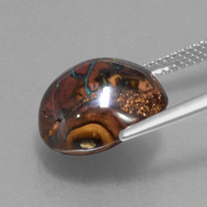 9.42캐럿 천연 멀티컬러 볼더 오팔, 멋진 모양, 13.2×11.9 mm, 불투명체
