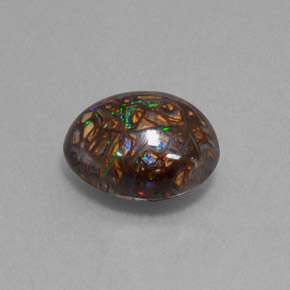 9.07캐럿 천연 멀티컬러 볼더 오팔, 멋진 모양, 14.1×11.9 mm, 불투명체
