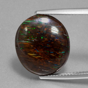 9.47캐럿 천연 멀티컬러 볼더 오팔, 타원형 컷, 16.1×14.1 mm, 불투명체