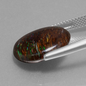 9.47캐럿 천연 멀티컬러 볼더 오팔, 타원형 컷, 16.1×14.1 mm, 불투명체
