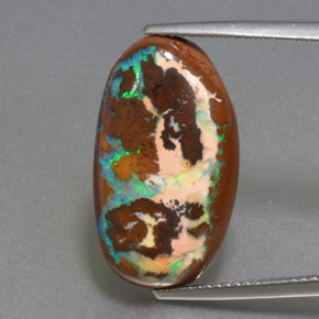 10.49캐럿 천연 멀티컬러 볼더 오팔, 타원형 컷, 21.5×12.3 mm, 불투명체
