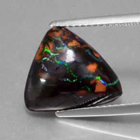 5.75캐럿 천연 멀티컬러 볼더 오팔, 멋진 모양, 13.1×12.4 mm, 불투명체