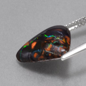 5.75캐럿 천연 멀티컬러 볼더 오팔, 멋진 모양, 13.1×12.4 mm, 불투명체