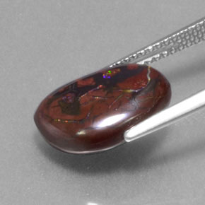 4.96캐럿 천연 멀티컬러 볼더 오팔, 멋진 모양, 13.1×9.3 mm, 불투명체