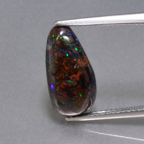 4.97캐럿 천연 멀티컬러 볼더 오팔, 멋진 모양, 15.5×7.8 mm, 불투명체