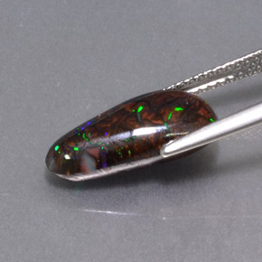 4.97캐럿 천연 멀티컬러 볼더 오팔, 멋진 모양, 15.5×7.8 mm, 불투명체