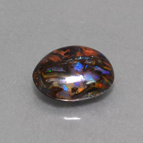 4.74캐럿 천연 멀티컬러 볼더 오팔, 타원형 컷, 12.1×10.3 mm, 불투명체